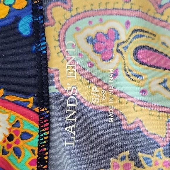 Lands' End Navy Paisley Adjustable Tunic Swim Rash Guard Top Size Small - Picture 5 of 6